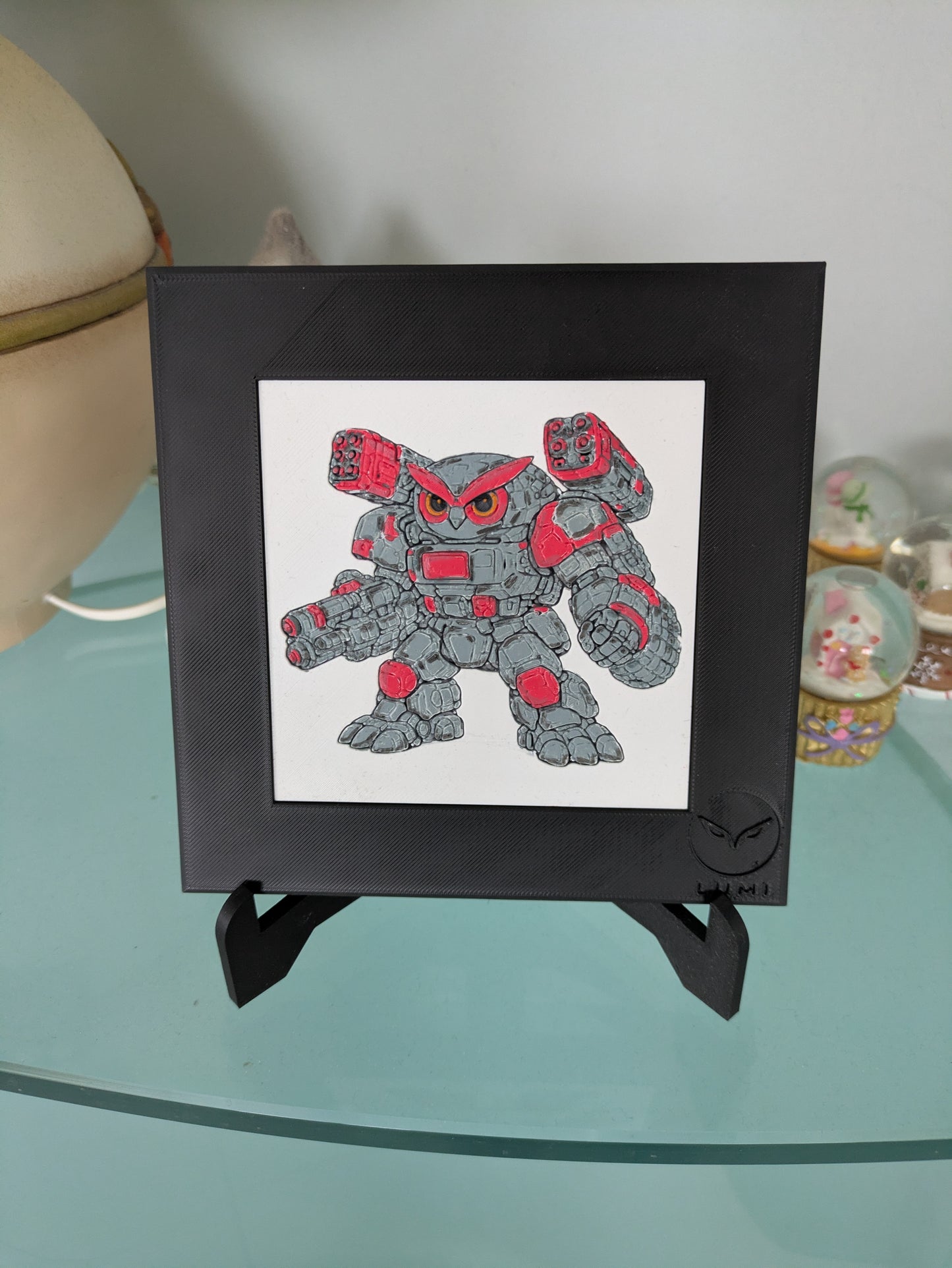 DRAK – LUMI Robots Unità BR12 Heavy | Scultura 3D Colorata a Mano con Cornice 150×150 mm