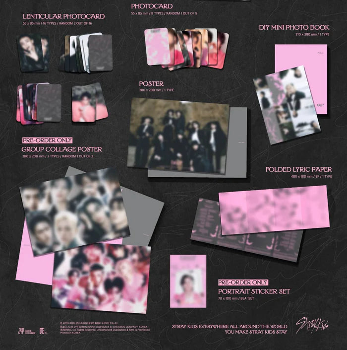 Lenticular Photocard, Photocard, DIY Mini Photobook, Poster, Group Collage Poster, Folded Lyric Paper, Portrait Sticker Set dell'album DO IT (IT VER.) degli STRAY KIDS