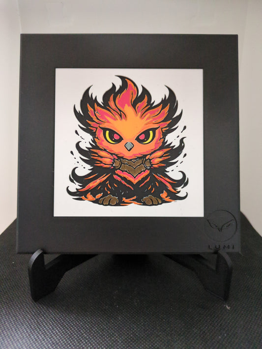 VOR – LUMI Forms Chaos | Hand-Colored 3D Sculpture with Frame 150×150 mm