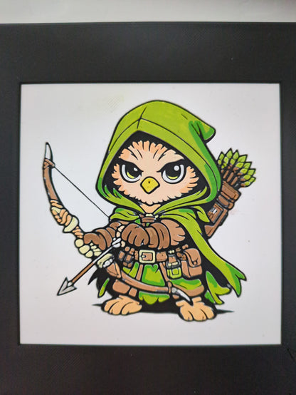 THRYN – LUMI Fantasy Archer | Hand-Painted 3D Sculpture with 150×150 mm Frame