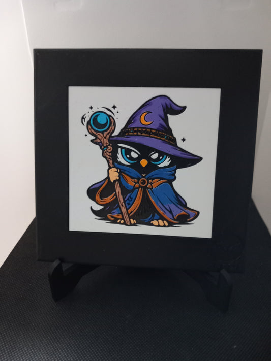 MYREN – LUMI Fantasy Wizard | Hand-Painted 3D Sculpture with Frame 150×150 mm