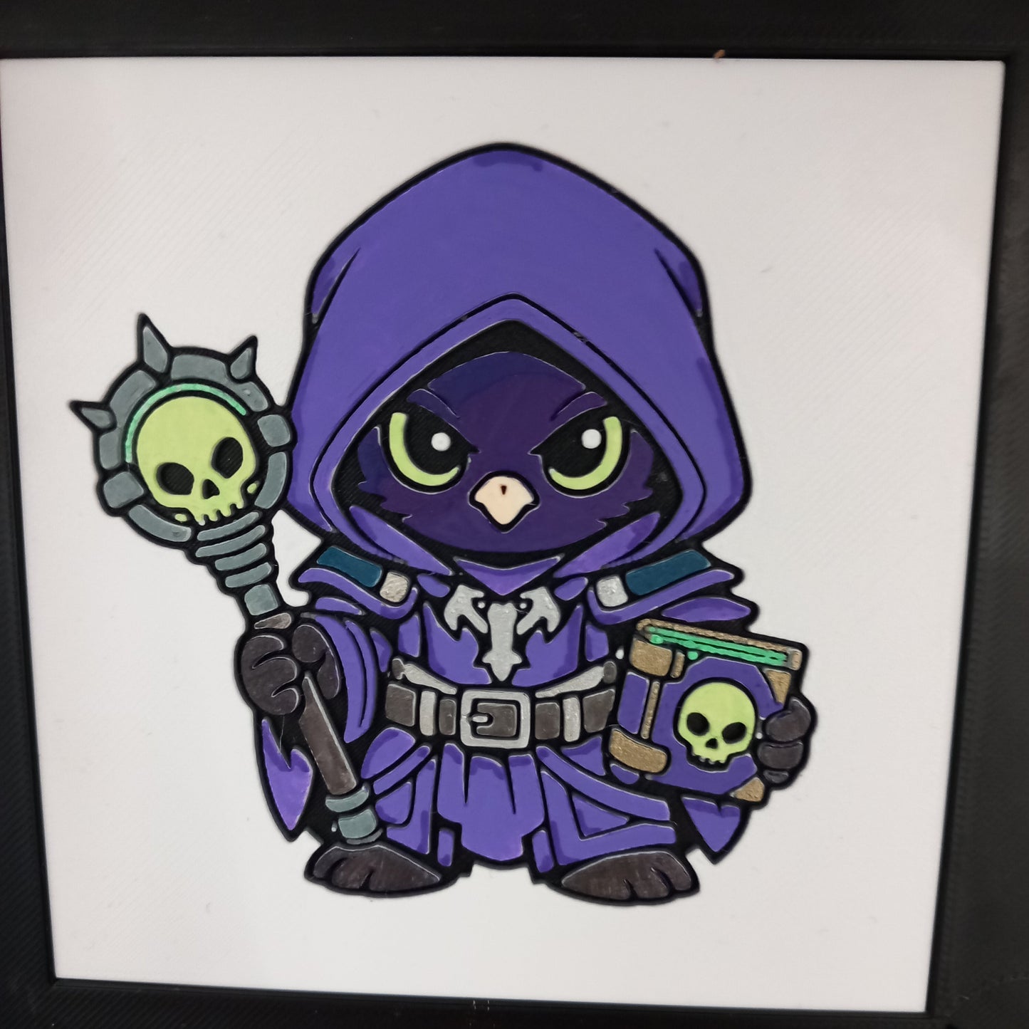 KHEIR – LUMI Fantasy Necromancer | Hand-Colored 3D Sculpture with 150×150 mm Frame