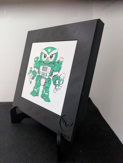 AERIN – LUMI Robots Unità E06 MEDIC | Quadro 3D Colorata a Mano con Cornice 150×150 mm