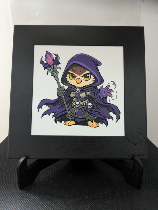 MALYRA – LUMI Fantasy Sorceress | Hand-Painted 3D Sculpture with Frame 150×150 mm