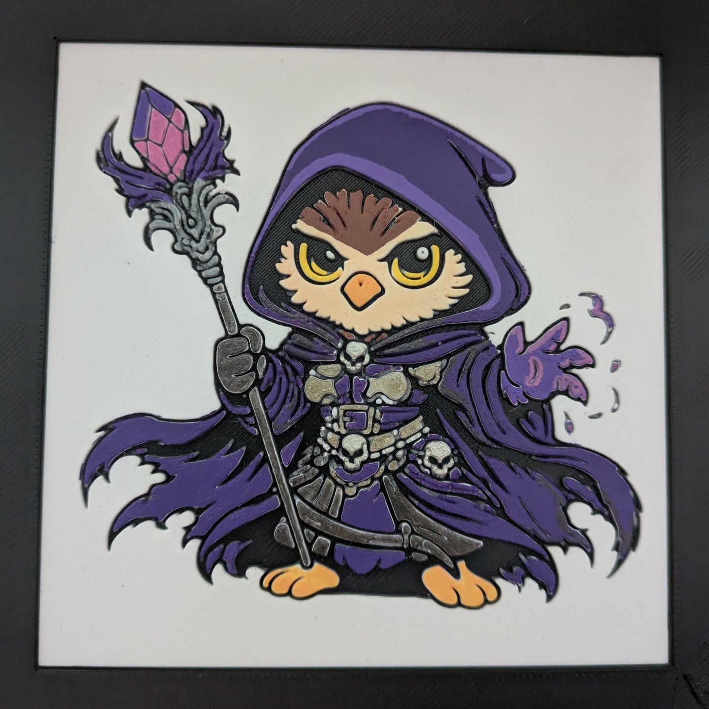 MALYRA – LUMI Fantasy Sorceress | Hand-Painted 3D Sculpture with Frame 150×150 mm