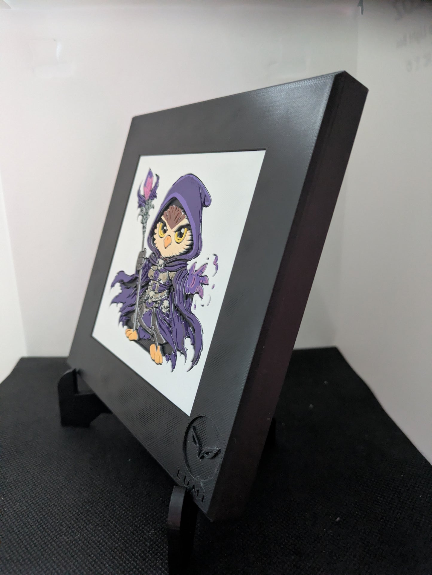 MALYRA – LUMI Fantasy Sorceress | Hand-Painted 3D Sculpture with Frame 150×150 mm