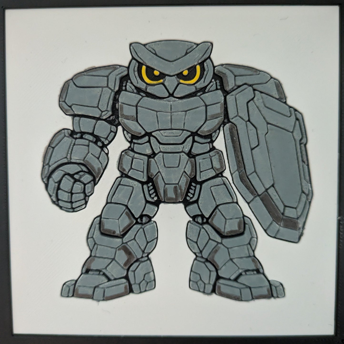 DRAEM – LUMI Robots Unità D26 Defender | Quadro 3D Colorata a Mano con Cornice 150×150 mm