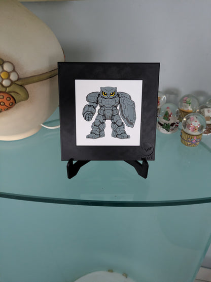DRAEM – LUMI Robots Unità D26 Defender | Quadro 3D Colorata a Mano con Cornice 150×150 mm