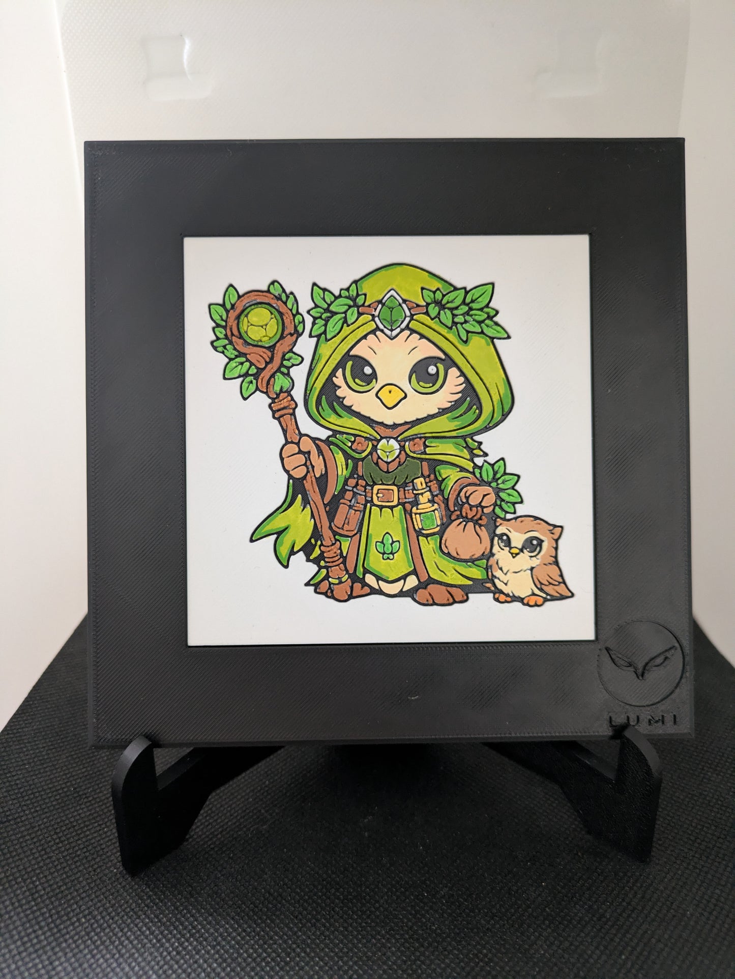NYRHA – LUMI Fantasy Druid | Hand-Painted 3D Sculpture with 150×150 mm Frame