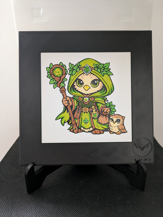 NYRHA – LUMI Fantasy Druid | Hand-Painted 3D Sculpture with 150×150 mm Frame