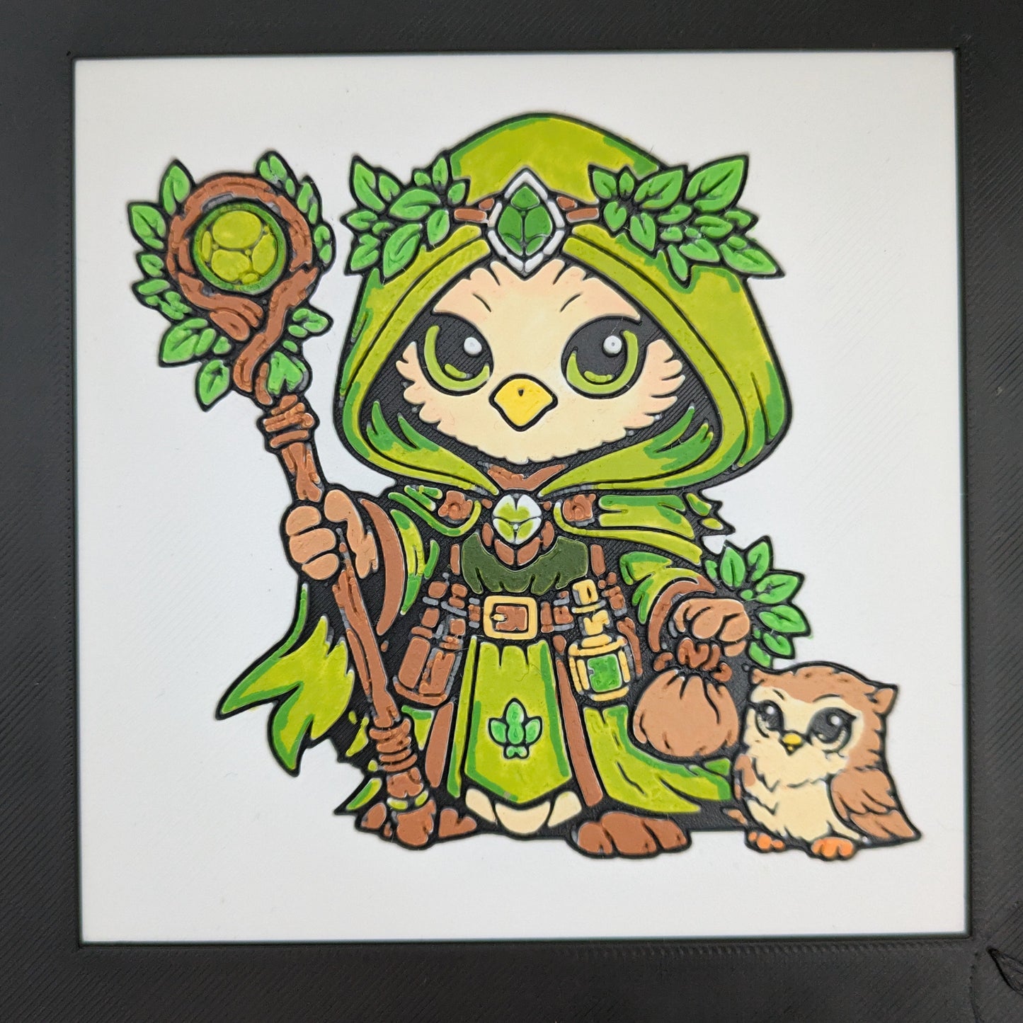 NYRHA – LUMI Fantasy Druid | Hand-Painted 3D Sculpture with 150×150 mm Frame
