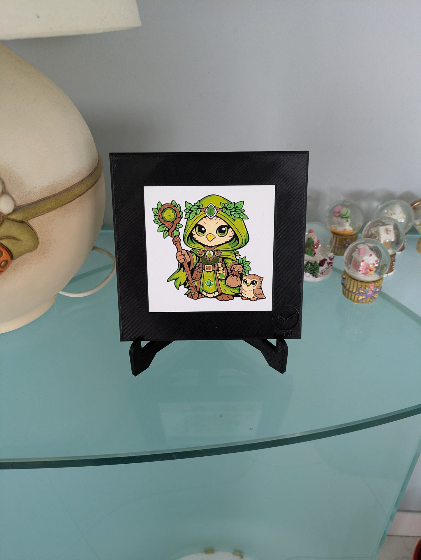 NYRHA – LUMI Fantasy Druid | Hand-Painted 3D Sculpture with 150×150 mm Frame