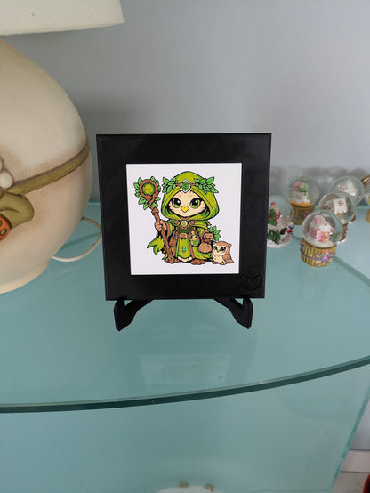 NYRHA – LUMI Fantasy Druid | Hand-Painted 3D Sculpture with 150×150 mm Frame