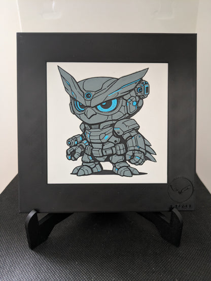 NYXEL – LUMI Robots Unità SY07 Recon | Quadro 3D Colorata a Mano con Cornice 150×150 mm