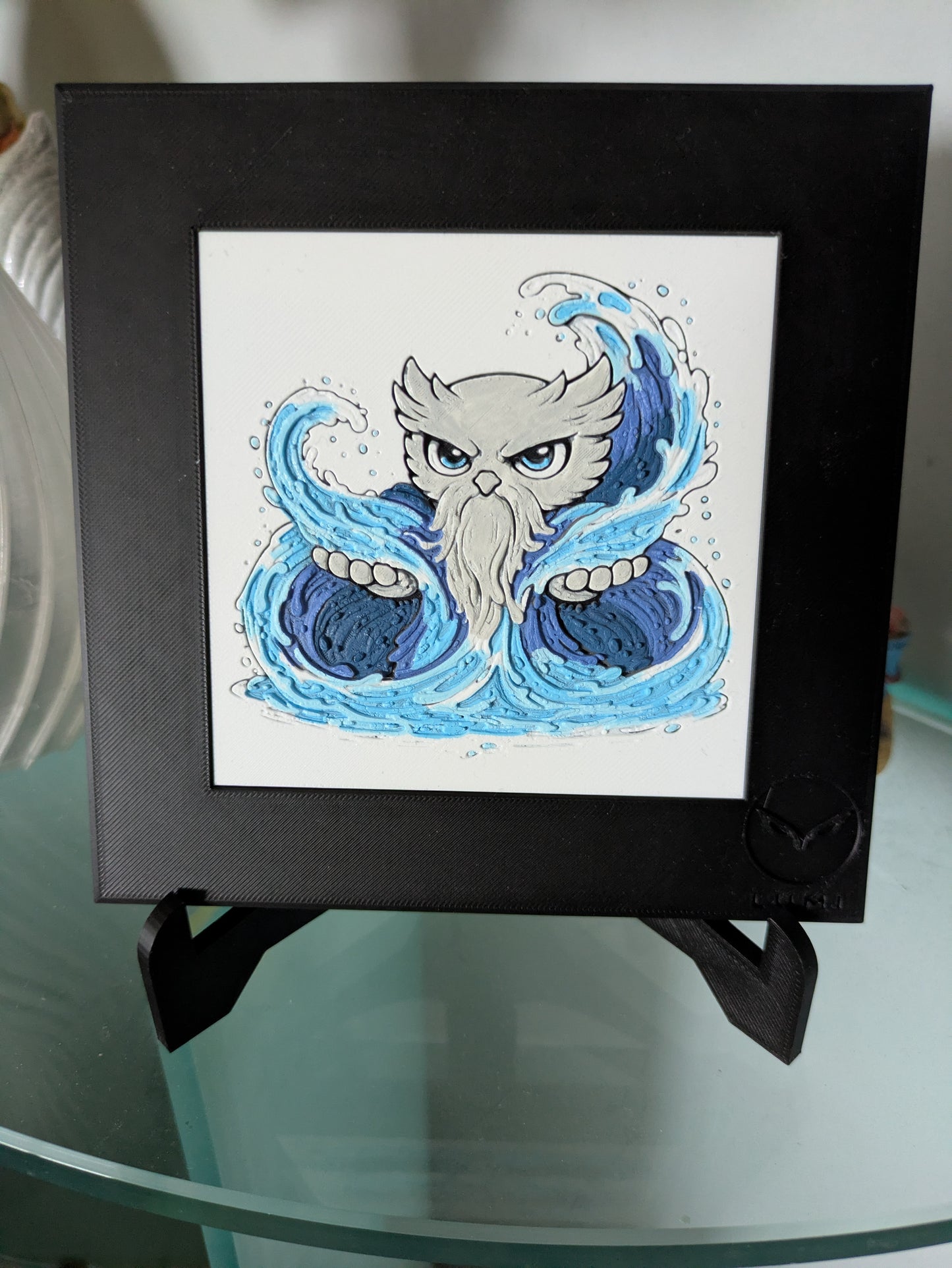 DRAEM – LUMI Robots Unit D26 Defender | Hand-Painted 3D Sculpture with Frame 150×150 mm