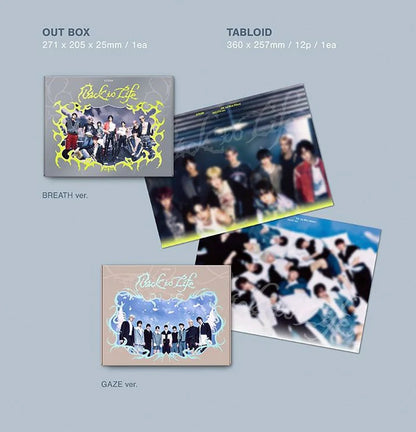 Outbox e Tabloid dell'album BACK TO LIFE degli &TEAM nelle versioni disponibili