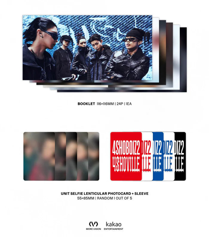 Booklet e Unit Selfie Lenticular Photocard + Sleeve dell'album 4SHOBOIZ VOL. 2: 4SHOVILLE di Jay Park & LNGSHOT 