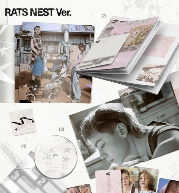 Outsleeve, Photobook-Tearing Poster, CD e Sticker dell'album V8 (STANDARD VER.) dei SEVENTEEN (V8 UNIT) nella versione RATS NEST