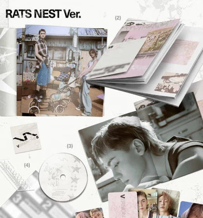 Outsleeve, Photobook-Tearing Poster, CD e Sticker dell'album V8 (STANDARD VER.) dei SEVENTEEN (V8 UNIT) nella versione RATS NEST